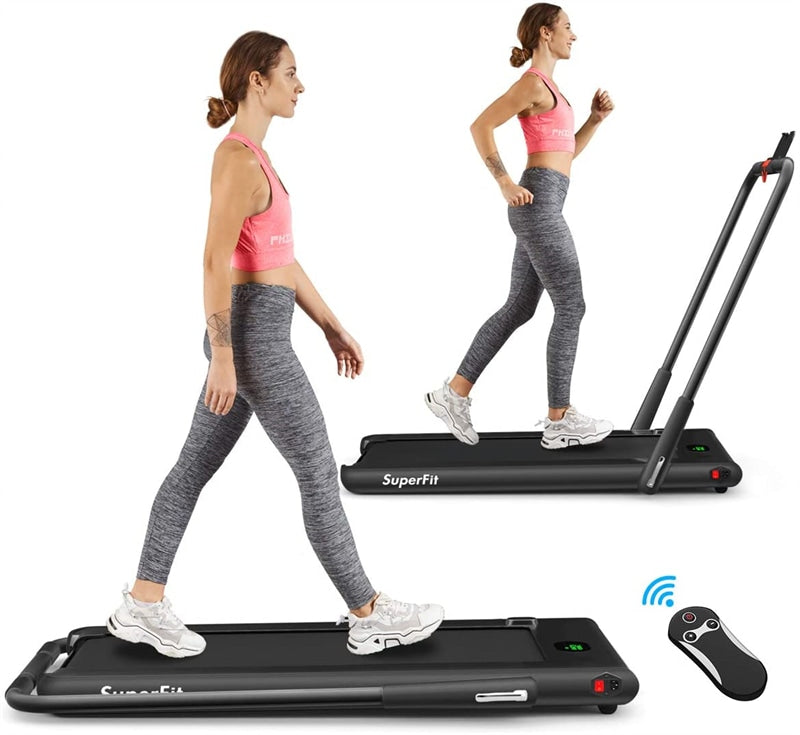 2-in-1 Folding Treadmill Electric Under Desk Treadmill Installation-Free with LED Display