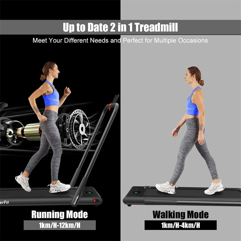 2-in-1 Folding Treadmill Electric Under Desk Treadmill Installation-Free with LED Display