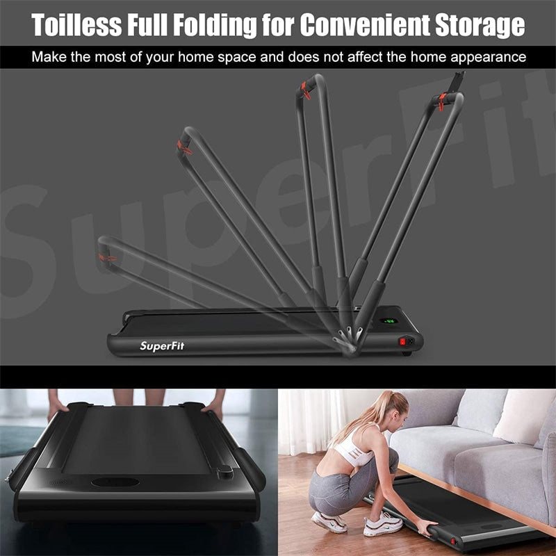 2-in-1 Folding Treadmill Electric Under Desk Treadmill Installation-Free with LED Display
