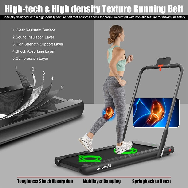 2-in-1 Folding Treadmill Electric Under Desk Treadmill Installation-Free with LED Display