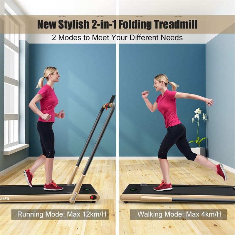 2-in-1 Folding Treadmill Electric Under Desk Treadmill Installation-Free with LED Display