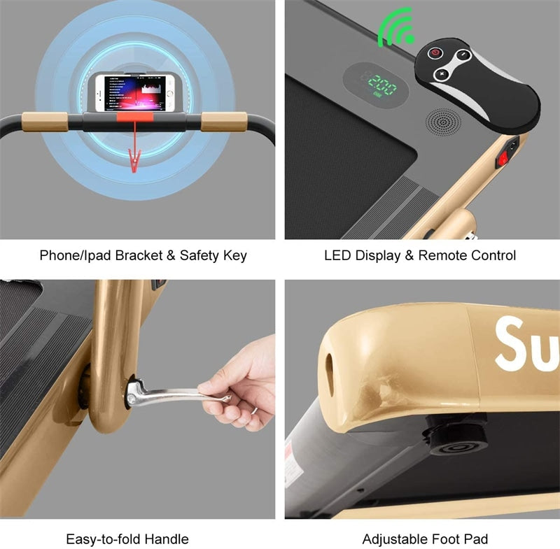 2-in-1 Folding Treadmill Electric Under Desk Treadmill Installation-Free with LED Display