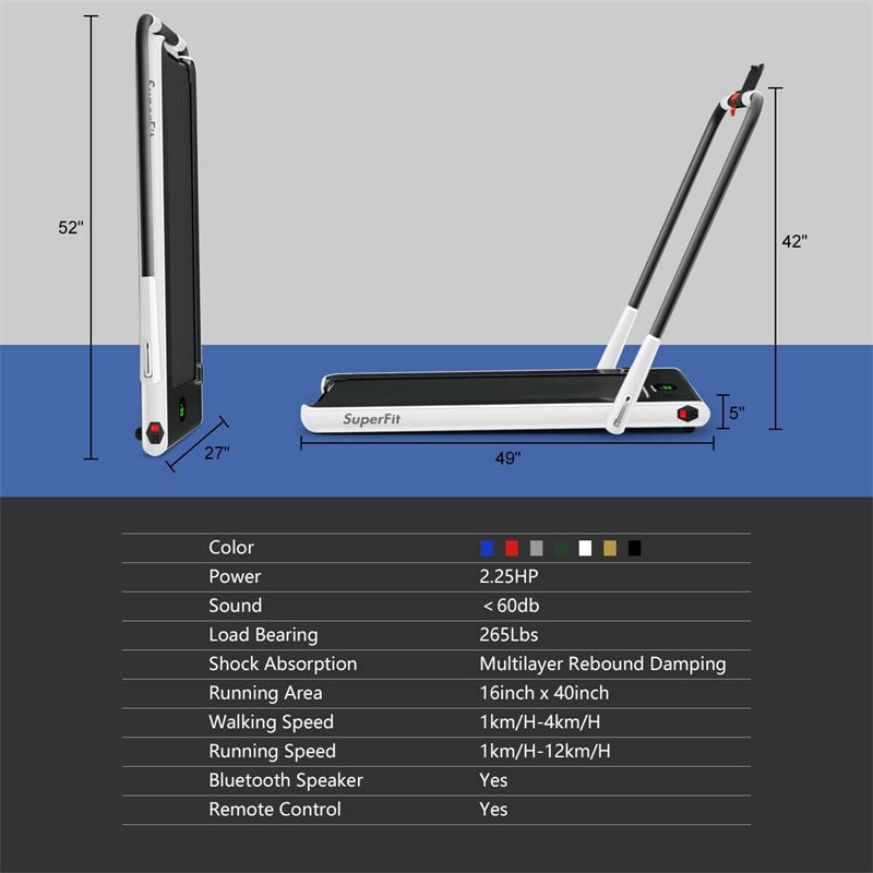 2-in-1 Folding Treadmill Electric Under Desk Treadmill Installation-Free with LED Display