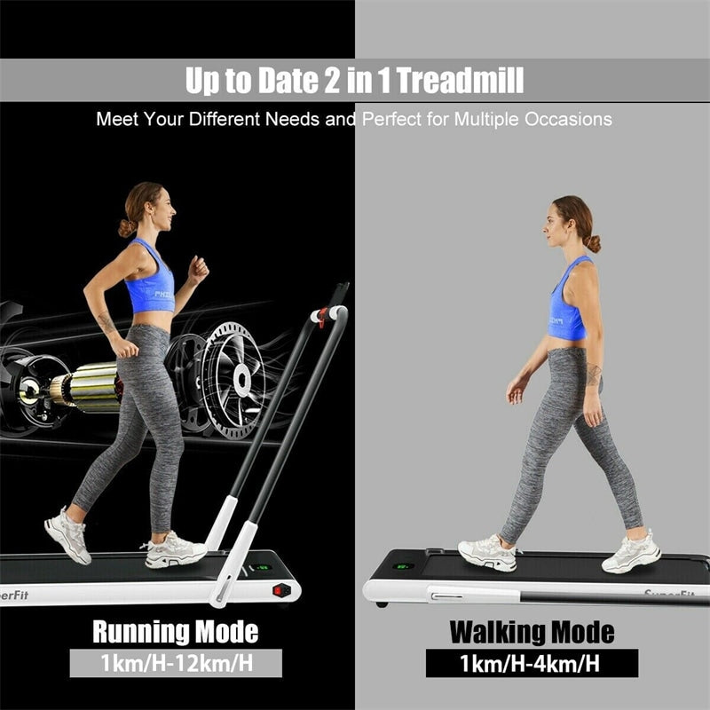 2-in-1 Folding Treadmill Electric Under Desk Treadmill Installation-Free with LED Display