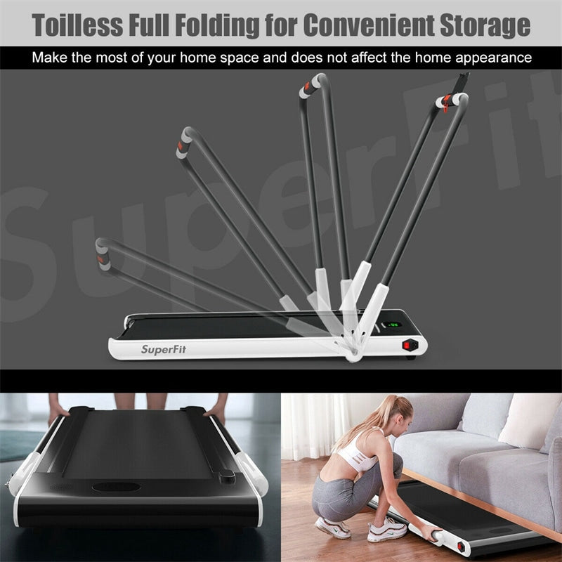 2-in-1 Folding Treadmill Electric Under Desk Treadmill Installation-Free with LED Display