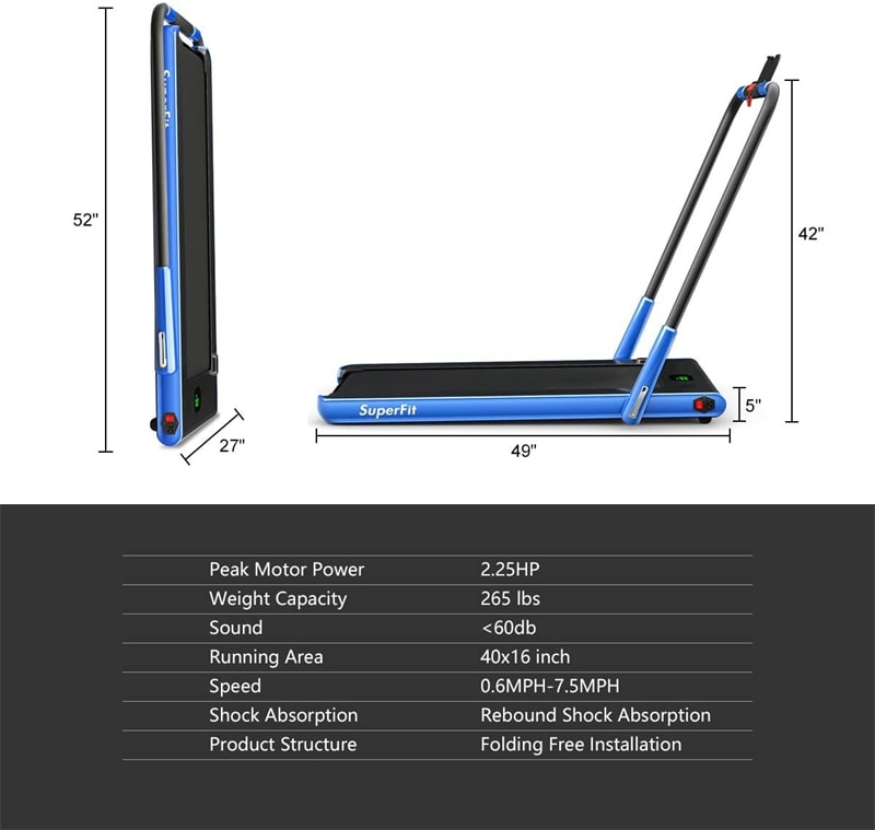 2-in-1 Folding Treadmill Electric Under Desk Treadmill Installation-Free with LED Display