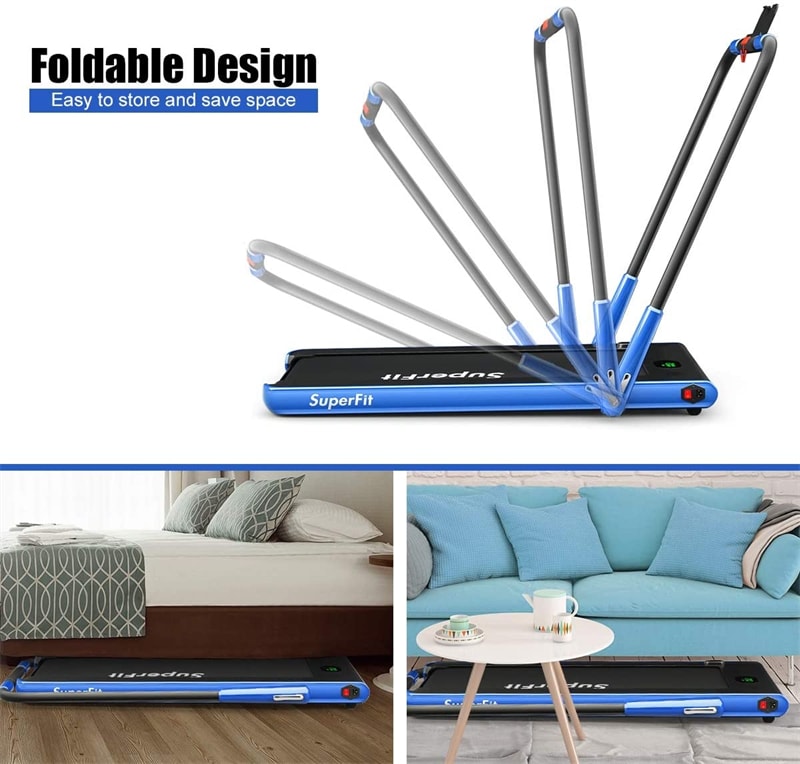2-in-1 Folding Treadmill Electric Under Desk Treadmill Installation-Free with LED Display