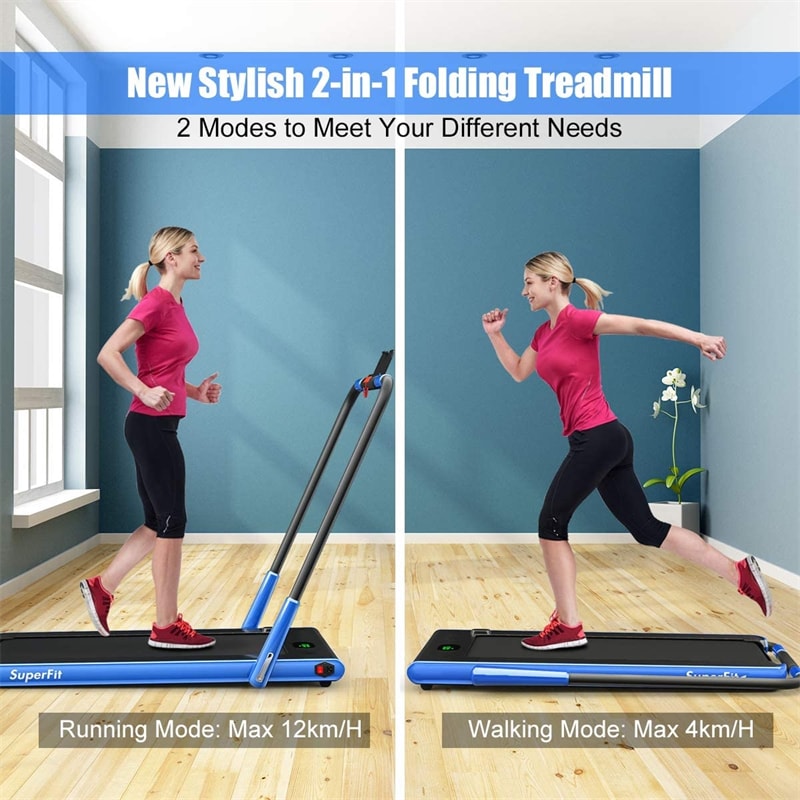2-in-1 Folding Treadmill Electric Under Desk Treadmill Installation-Free with LED Display