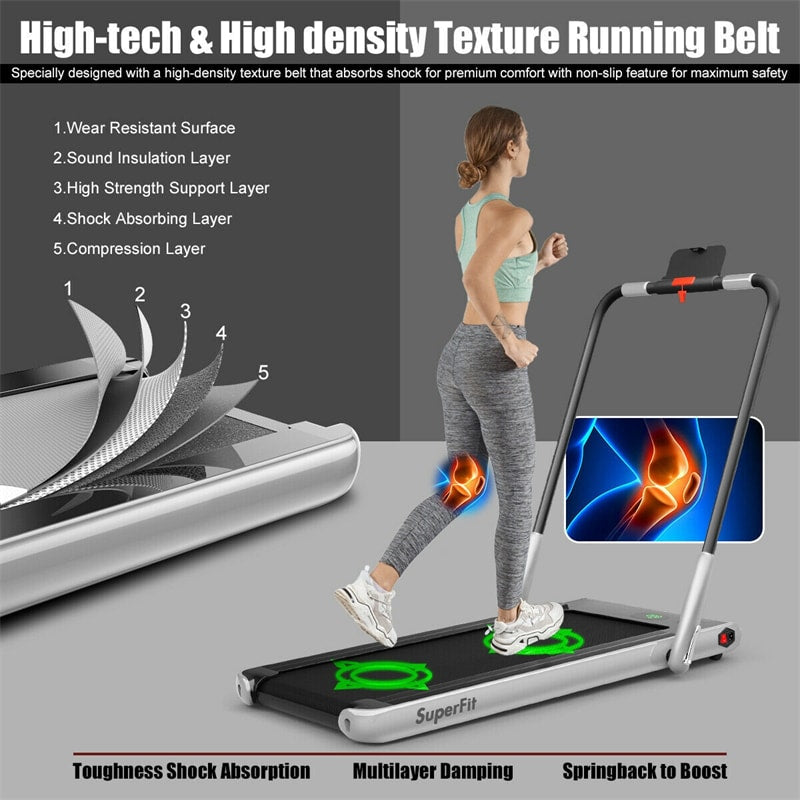 2-in-1 Folding Treadmill Electric Under Desk Treadmill Installation-Free with LED Display