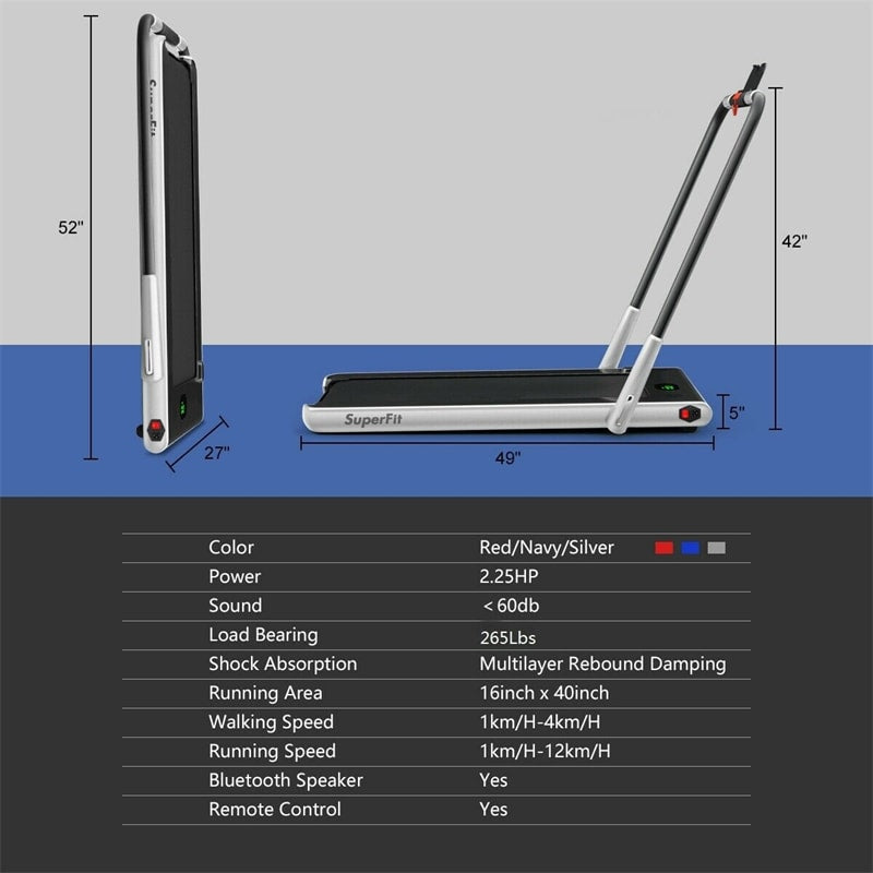 2-in-1 Folding Treadmill Electric Under Desk Treadmill Installation-Free with LED Display