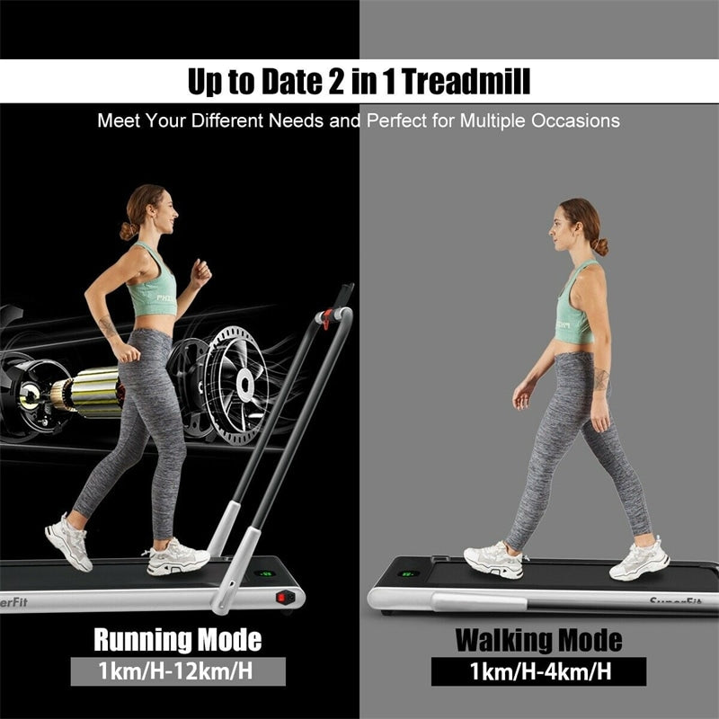 2-in-1 Folding Treadmill Electric Under Desk Treadmill Installation-Free with LED Display