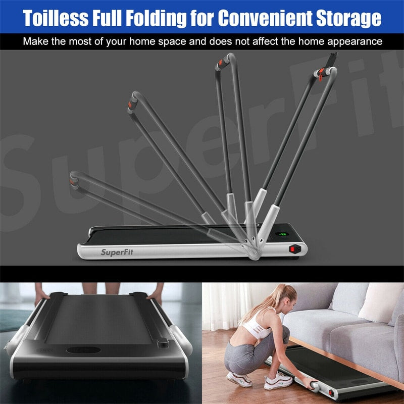 2-in-1 Folding Treadmill Electric Under Desk Treadmill Installation-Free with LED Display