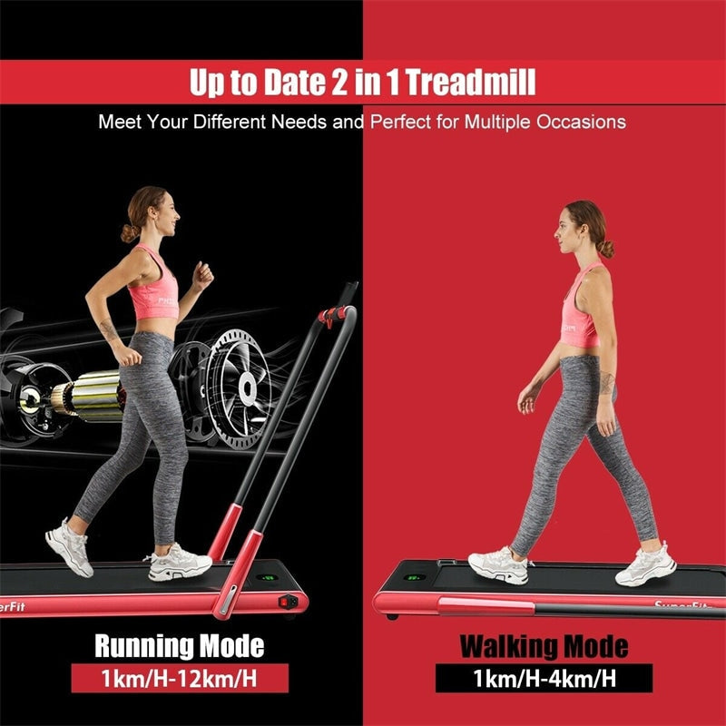 2-in-1 Folding Treadmill Electric Under Desk Treadmill Installation-Free with LED Display