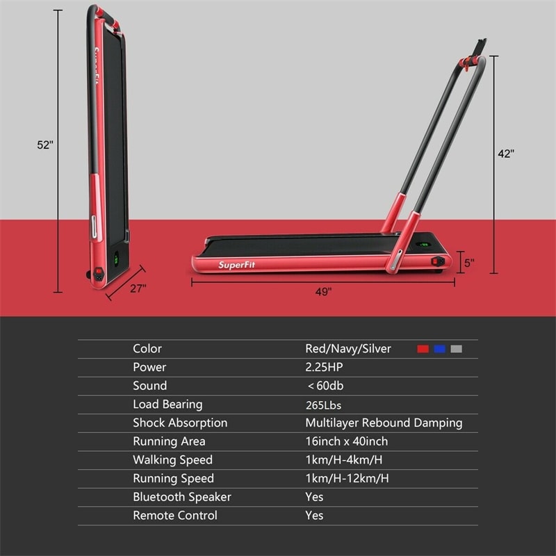 2-in-1 Folding Treadmill Electric Under Desk Treadmill Installation-Free with LED Display