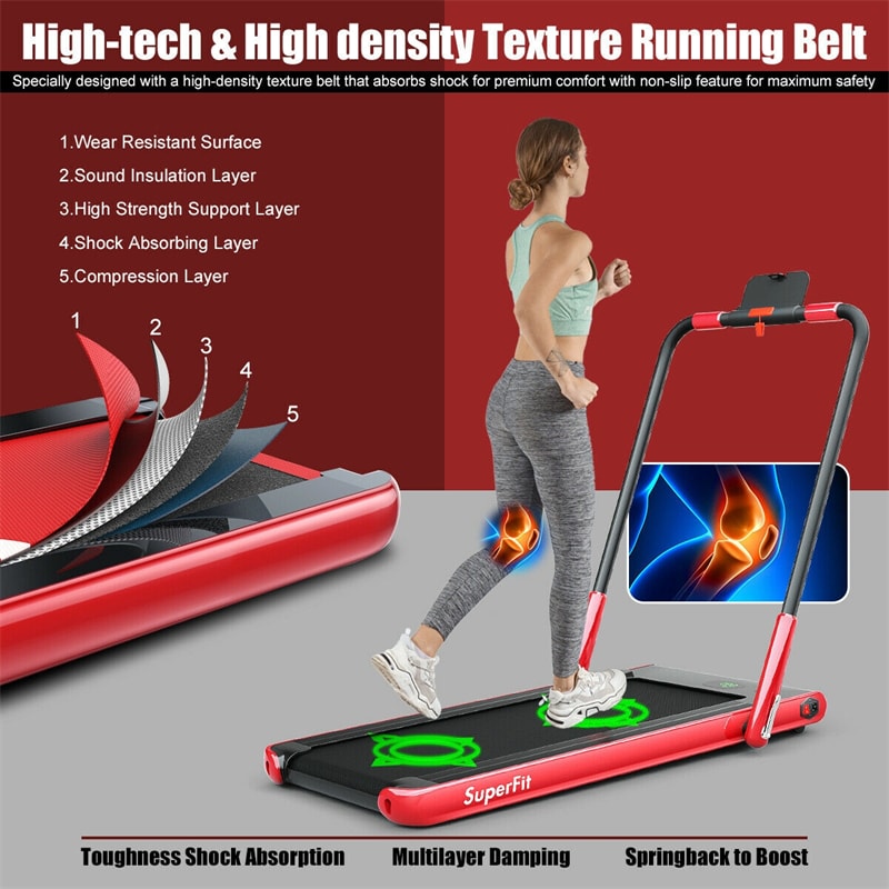 2-in-1 Folding Treadmill Electric Under Desk Treadmill Installation-Free with LED Display