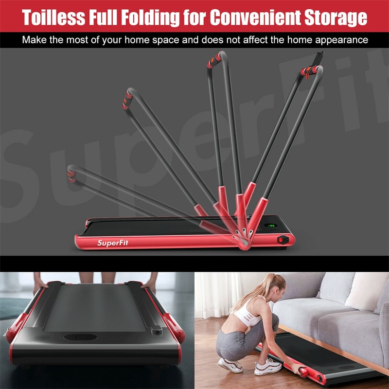 2-in-1 Folding Treadmill Electric Under Desk Treadmill Installation-Free with LED Display