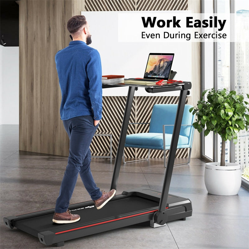 2.25HP 3-in-1 Folding Treadmill with LCD Display Large Desk Bluetooth Speakers