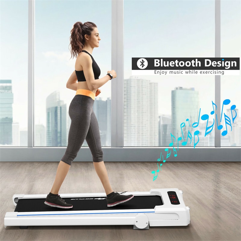 2.25HP 3-in-1 Folding Treadmill with LCD Display Large Desk Bluetooth Speakers