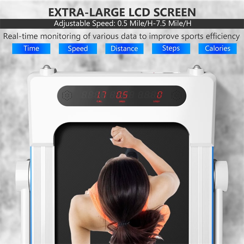 2.25HP 3-in-1 Folding Treadmill with LCD Display Large Desk Bluetooth Speakers