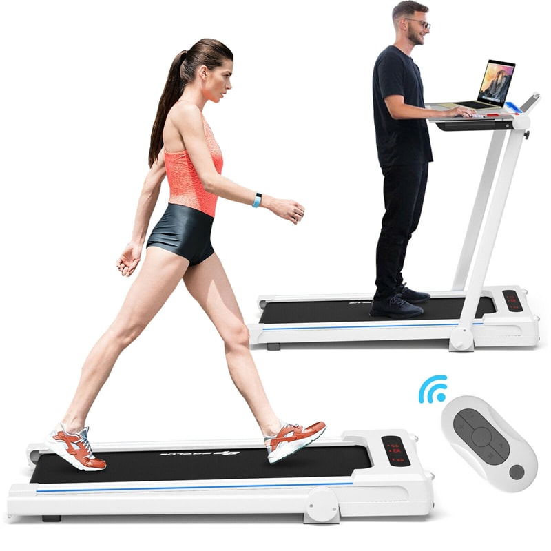 2.25HP 3-in-1 Folding Treadmill with LCD Display Large Desk Bluetooth Speakers