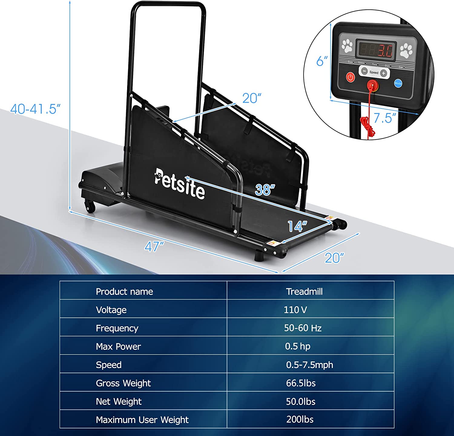 Pet Dog Treadmill Running Machine with Remote Control and LCD Display for Small/Medium-Sized Dogs
