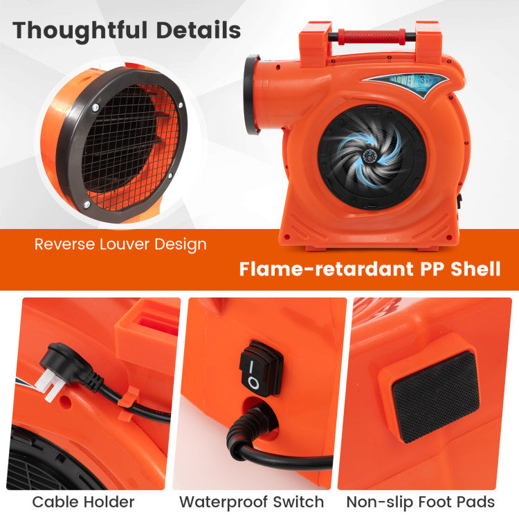 2200W 3HP Portable Commercial Air Blower UL-listed Bounce House Blower for Bouncy Castle