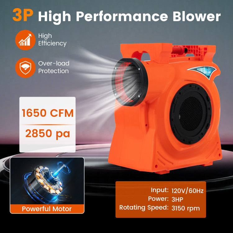 2200W 3HP Portable Commercial Air Blower UL-listed Bounce House Blower for Bouncy Castle