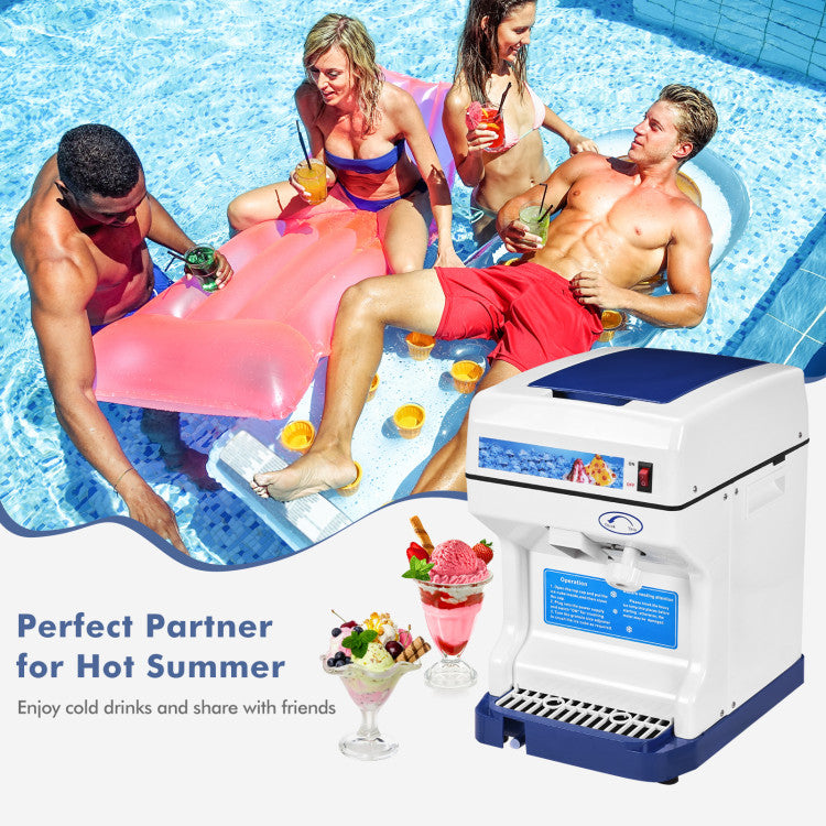 265LBS/H Electric Tabletop Ice Crusher Shaver Snow Cone Maker Machine with Drip Tray and Low Noise