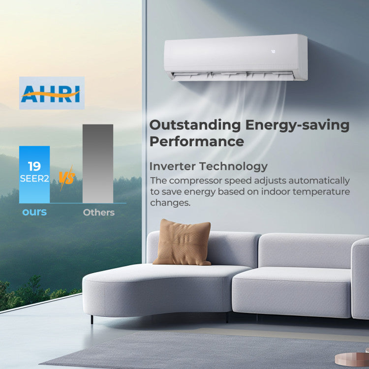 27000 BTU 3 Zone Mini Split Air Conditioner 19 SEER2 Wifi Enabled Ductless Wall Mounted Inverter AC Unit with 24h Timer and Heat Pump