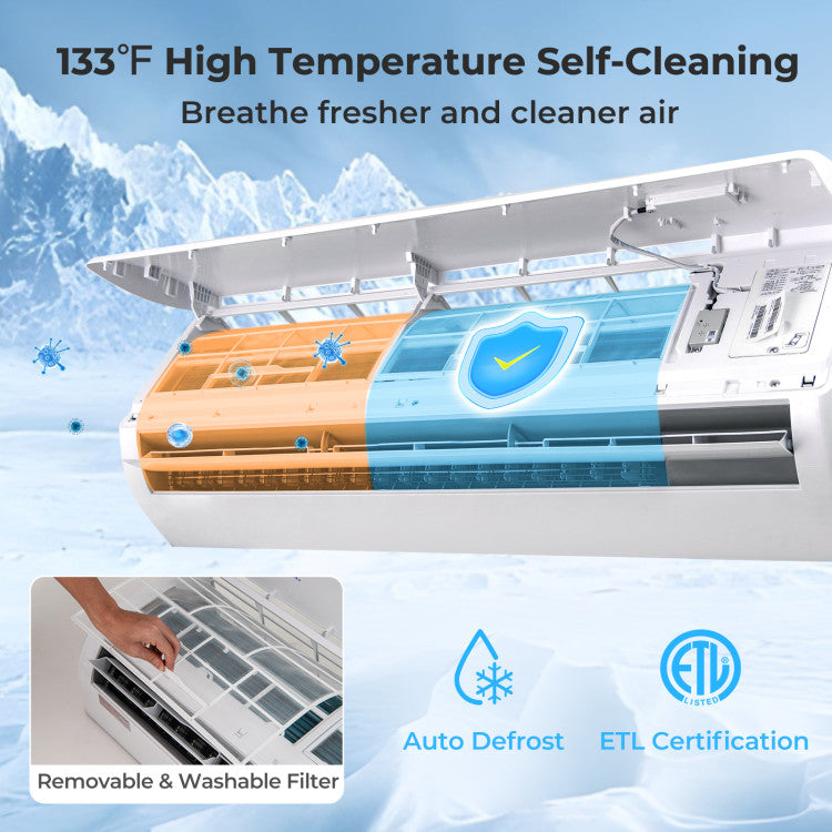 27000 BTU 3 Zone Mini Split Air Conditioner 19 SEER2 Wifi Enabled Ductless Wall Mounted Inverter AC Unit with 24h Timer and Heat Pump