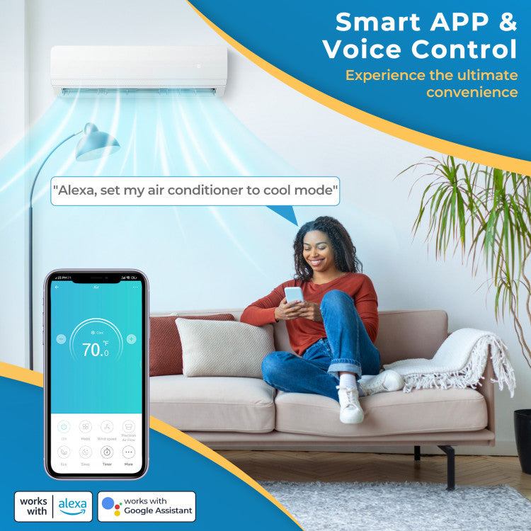 27000 BTU 3 Zone Mini Split Air Conditioner 19 SEER2 Wifi Enabled Ductless Wall Mounted Inverter AC Unit with 24h Timer and Heat Pump