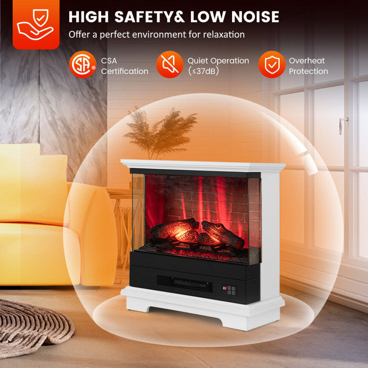 27 Inches Electric Fireplace Heater 1400W Freestanding Fireplace Stove with Remote Control and Timer