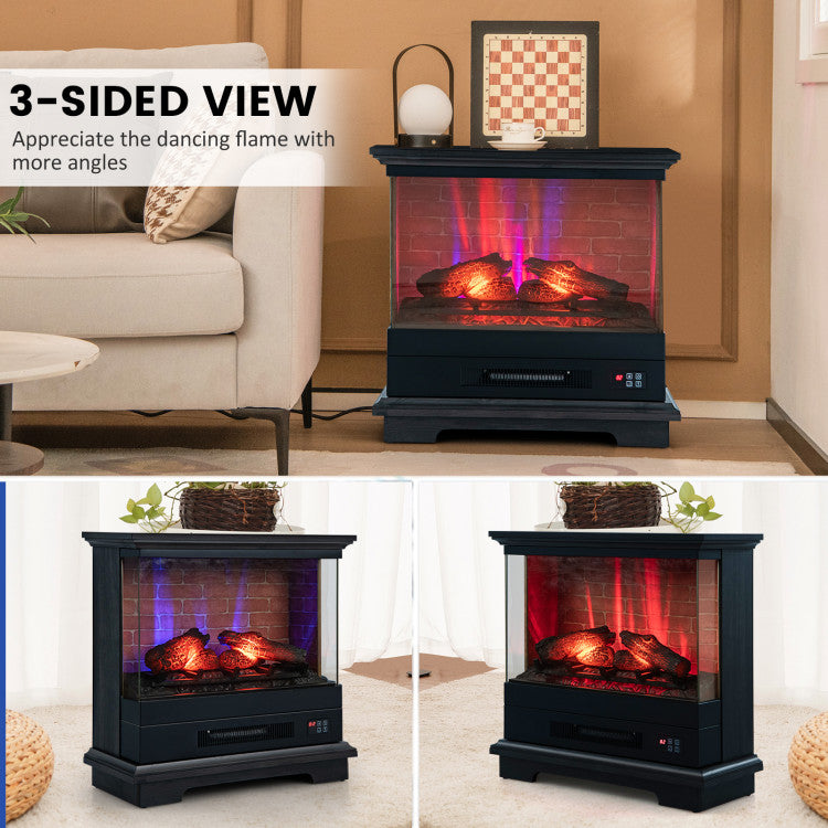 27 Inches Electric Fireplace Heater 1400W Freestanding Fireplace Stove with Remote Control and Timer