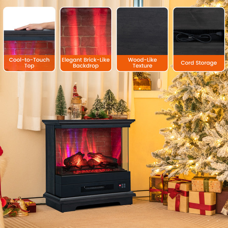 27 Inches Electric Fireplace Heater 1400W Freestanding Fireplace Stove with Remote Control and Timer
