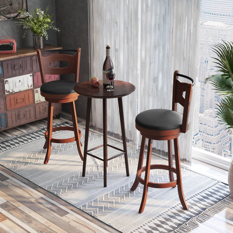 2 Pieces 360-Degree Swivel Bar Chairs Counter Height Barstool with Cushion and Footrest