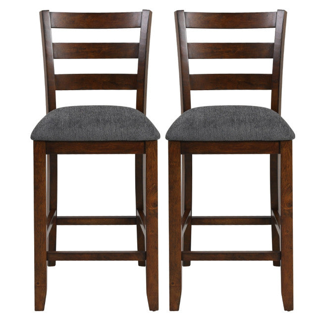 2 Pieces Counter Height Chairs 25.5" Upholstered Bar Stools with Fabric Seat and Footrest