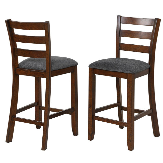 2 Pieces Counter Height Chairs 25.5" Upholstered Bar Stools with Fabric Seat and Footrest