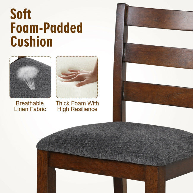 2 Pieces Counter Height Chairs 25.5" Upholstered Bar Stools with Fabric Seat and Footrest