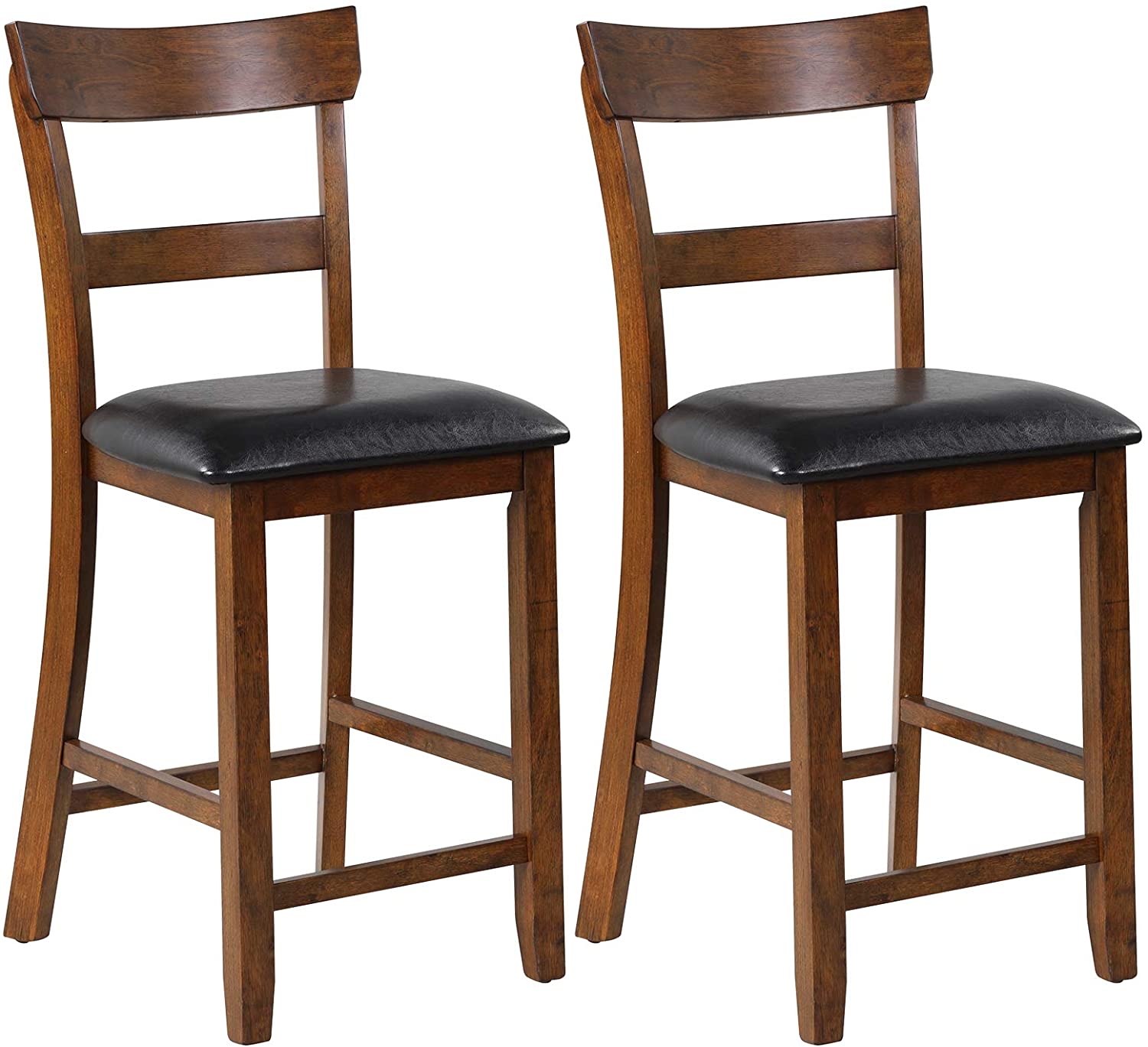 2 Pieces Counter Height Vintage Dining Chair Set 25.5-Inch Bar Stools with Foam-Padded Cushion