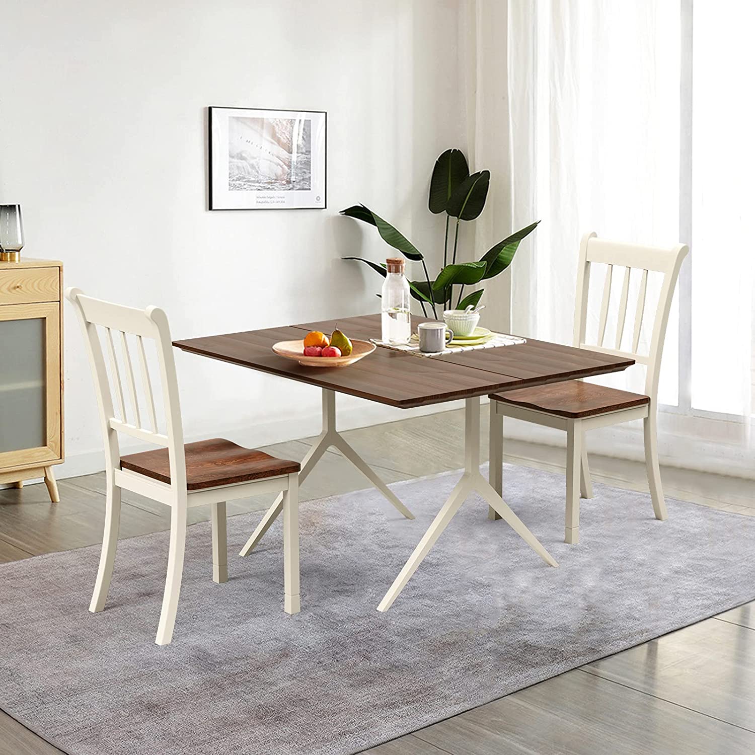 2 Pieces Solid Wood Whitesburg Dining Chairs with Spindle Back and Wood Seating