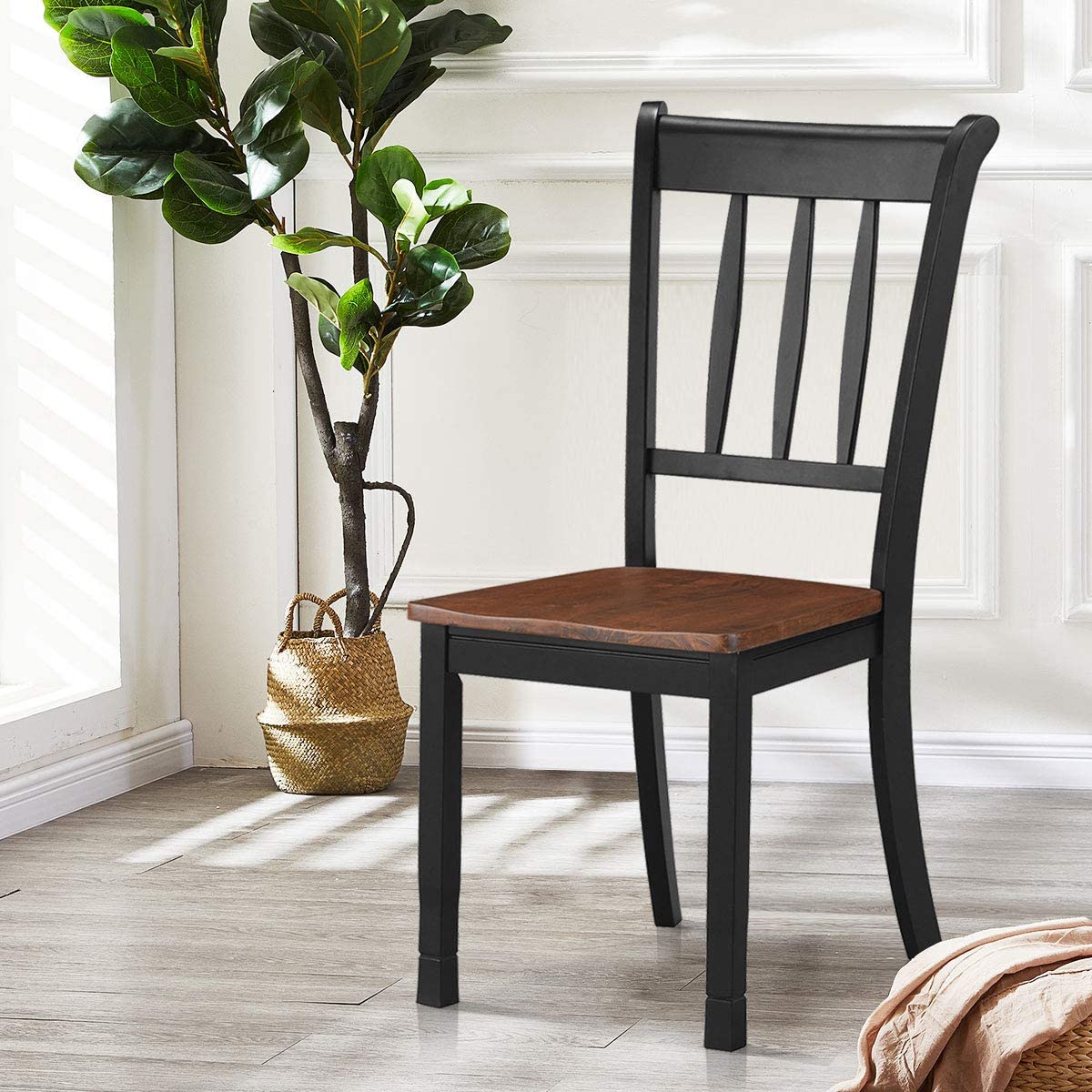 2 Pieces Solid Wood Whitesburg Dining Chairs with Spindle Back and Wood Seating