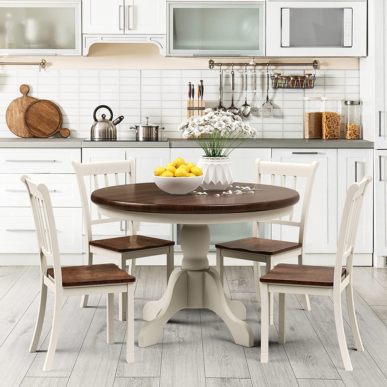 2 Pieces Solid Wood Whitesburg Dining Chairs with Spindle Back and Wood Seating