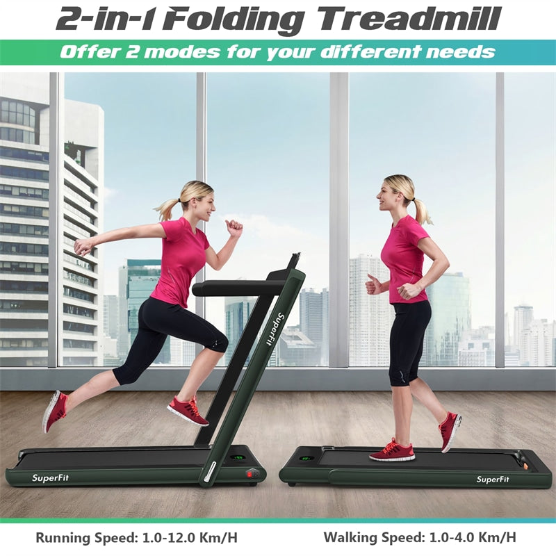 2 in 1 Folding Electric Treadmill 2.25HP Superfit Under Desk Treadmill