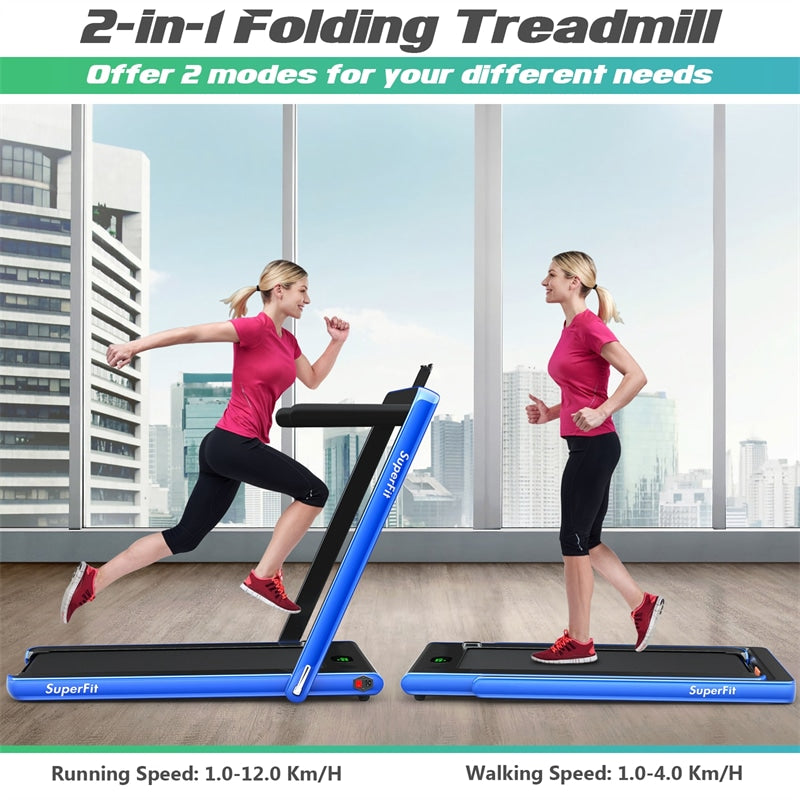 2 in 1 Folding Electric Treadmill 2.25HP Superfit Under Desk Treadmill