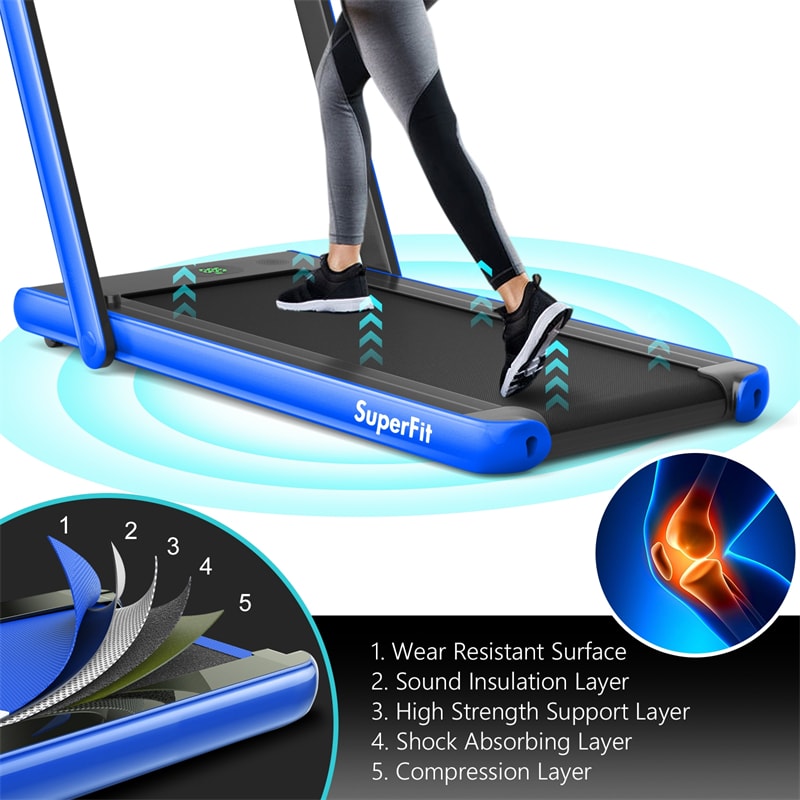 2 in 1 Folding Electric Treadmill 2.25HP Superfit Under Desk Treadmill