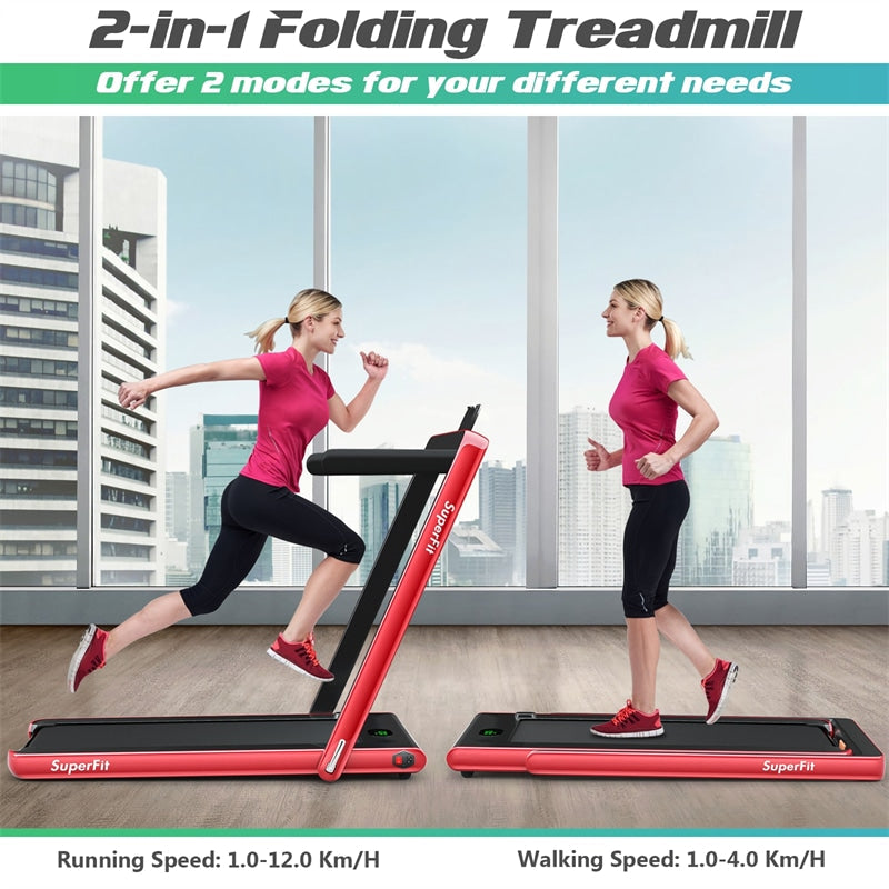 2 in 1 Folding Electric Treadmill 2.25HP Superfit Under Desk Treadmill