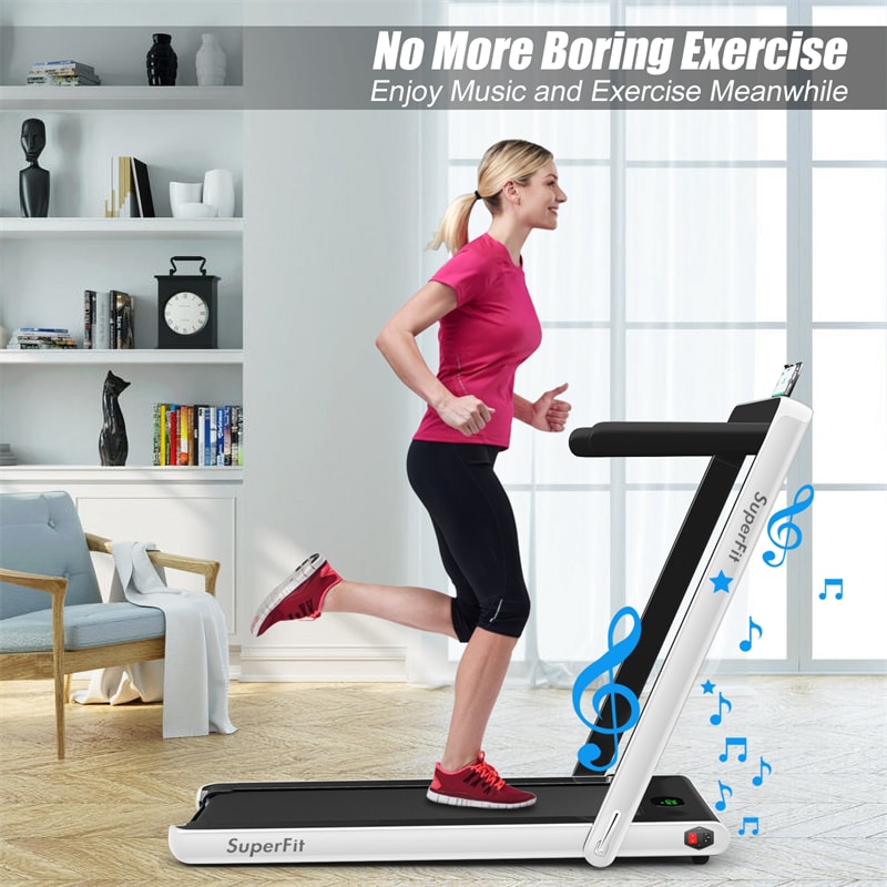 2 in 1 Folding Electric Treadmill 2.25HP Superfit Under Desk Treadmill