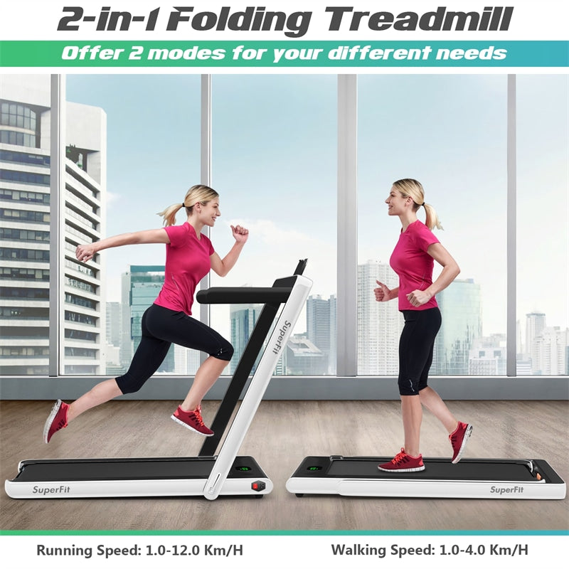 2 in 1 Folding Electric Treadmill 2.25HP Superfit Under Desk Treadmill