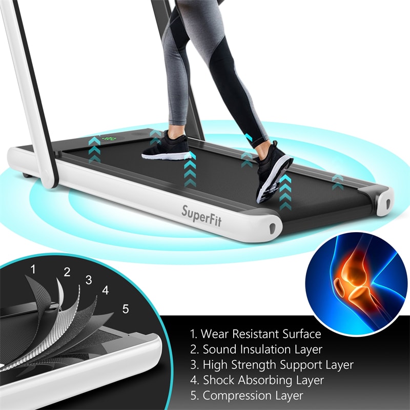 2 in 1 Folding Electric Treadmill 2.25HP Superfit Under Desk Treadmill