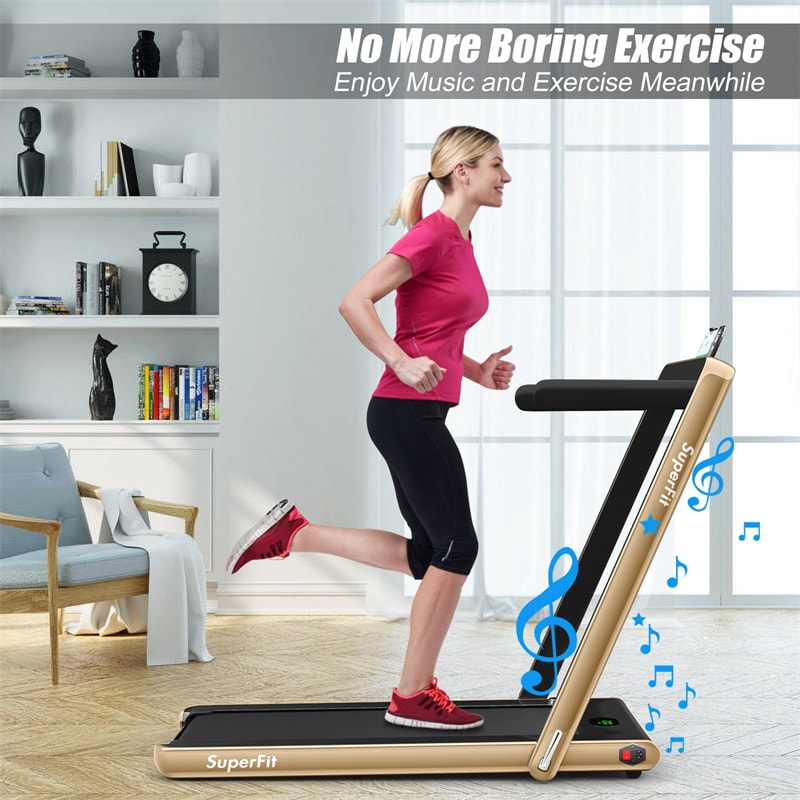 2 in 1 Folding Electric Treadmill 2.25HP Superfit Under Desk Treadmill